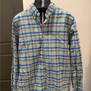 Ralph Lauren Blue and Green Plaid Button Down Shirt Size Large